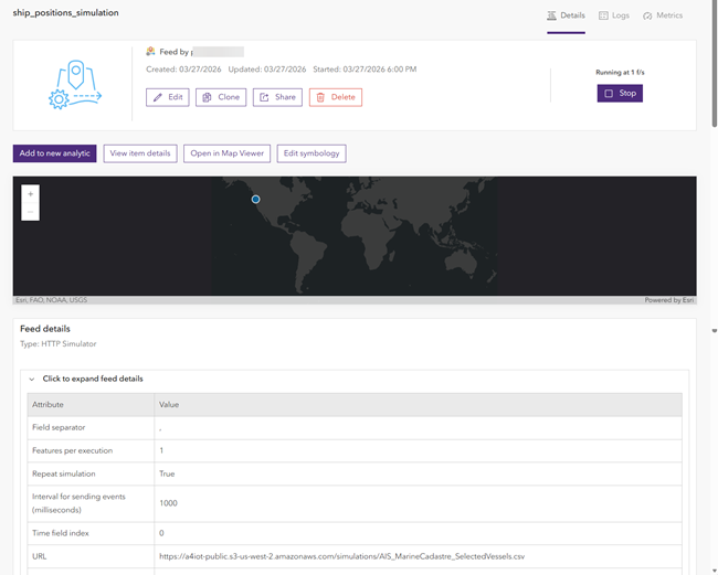 Feed Details page