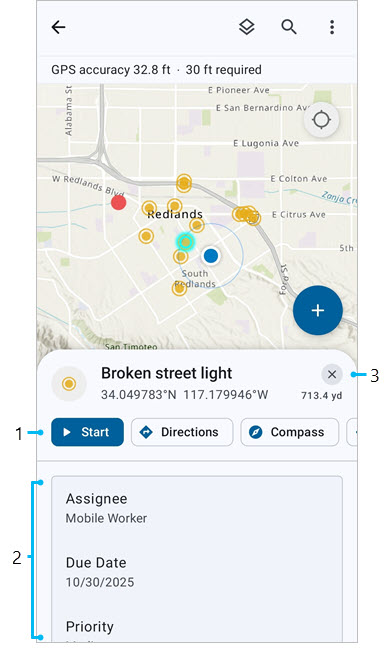 Screenshot of task information.